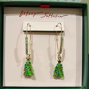 Betsey Johnson | Whimsical Christmas Tree Hoop Earrings 🎄